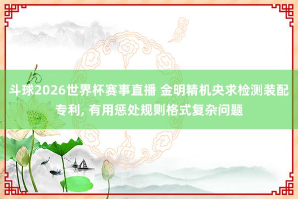 斗球2026世界杯赛事直播 金明精机央求检测装配专利, 有用惩处规则格式复杂问题