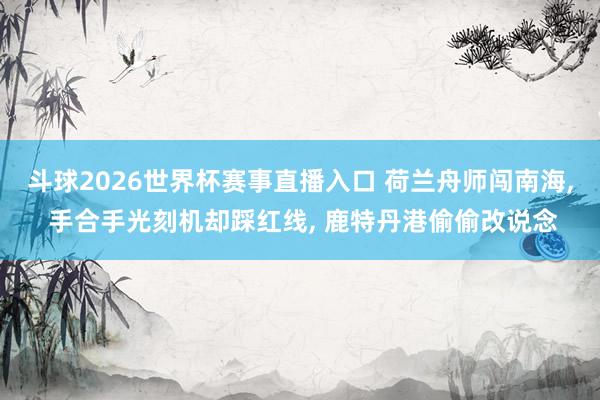 斗球2026世界杯赛事直播入口 荷兰舟师闯南海, 手合手光刻机却踩红线, 鹿特丹港偷偷改说念