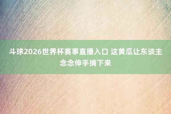 斗球2026世界杯赛事直播入口 这黄瓜让东谈主念念伸手摘下来