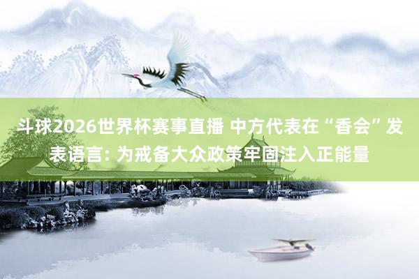 斗球2026世界杯赛事直播 中方代表在“香会”发表语言: 为戒备大众政策牢固注入正能量