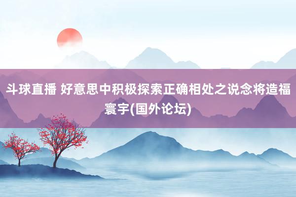 斗球直播 好意思中积极探索正确相处之说念将造福寰宇(国外论坛)