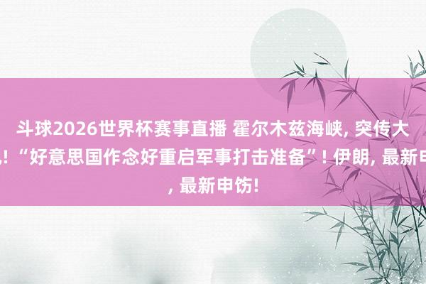 斗球2026世界杯赛事直播 霍尔木兹海峡, 突传大音讯! “好意思国作念好重启军事打击准备”! 伊朗, 最新申饬!