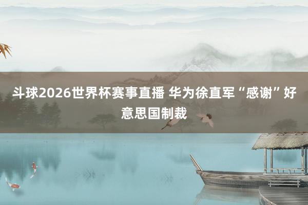 斗球2026世界杯赛事直播 华为徐直军“感谢”好意思国制裁