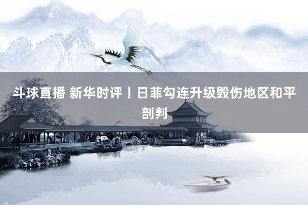 斗球直播 新华时评丨日菲勾连升级毁伤地区和平剖判