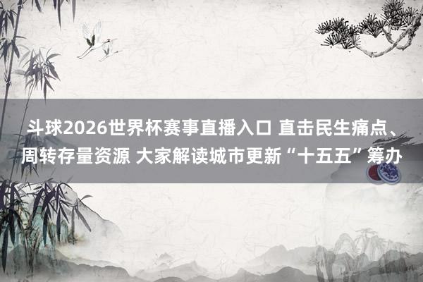 斗球2026世界杯赛事直播入口 直击民生痛点、周转存量资源 大家解读城市更新“十五五”筹办