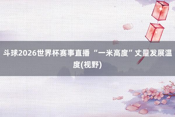 斗球2026世界杯赛事直播 “一米高度”丈量发展温度(视野)