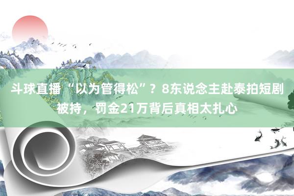 斗球直播 “以为管得松”？8东说念主赴泰拍短剧被持，罚金21万背后真相太扎心