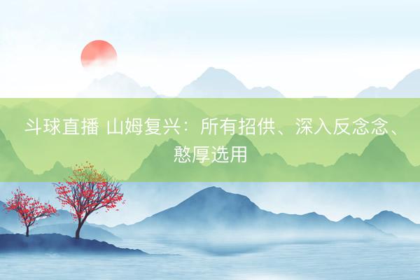 斗球直播 山姆复兴：所有招供、深入反念念、憨厚选用