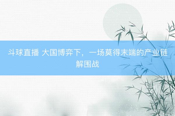 斗球直播 大国博弈下，一场莫得末端的产业链解围战