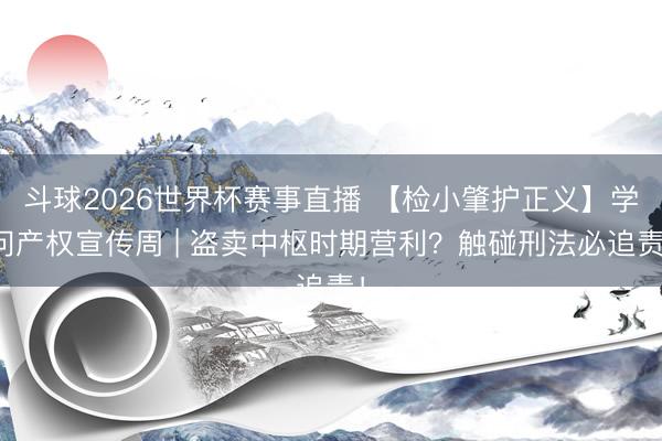 斗球2026世界杯赛事直播 【检小肇护正义】学问产权宣传周 | 盗卖中枢时期营利？触碰刑法必追责！