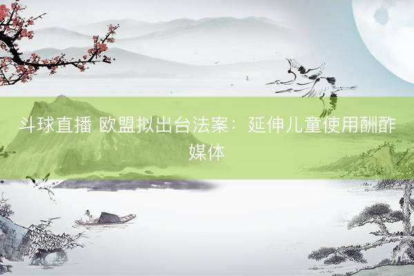 斗球直播 欧盟拟出台法案:延伸儿童使用酬酢媒体