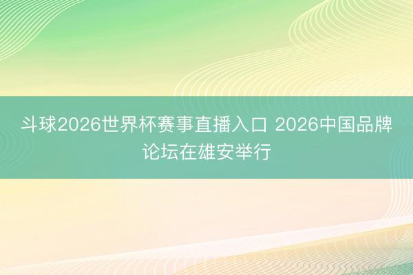 斗球2026世界杯赛事直播入口 2026中国品牌论坛在雄安举行