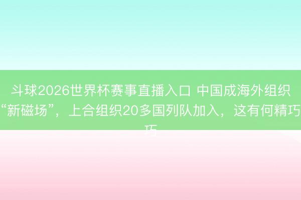 斗球2026世界杯赛事直播入口 中国成海外组织“新磁场”，上合组织20多国列队加入，这有何精巧
